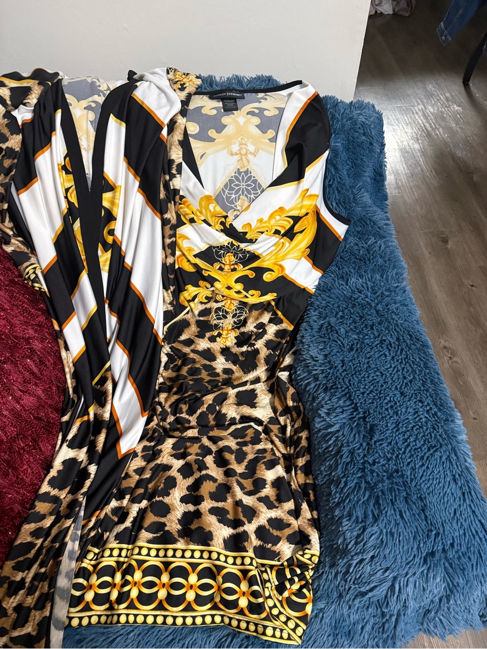 Ashley Stewart Black, Gold & Leopard Print Midi Dress - Picture 3 of 4